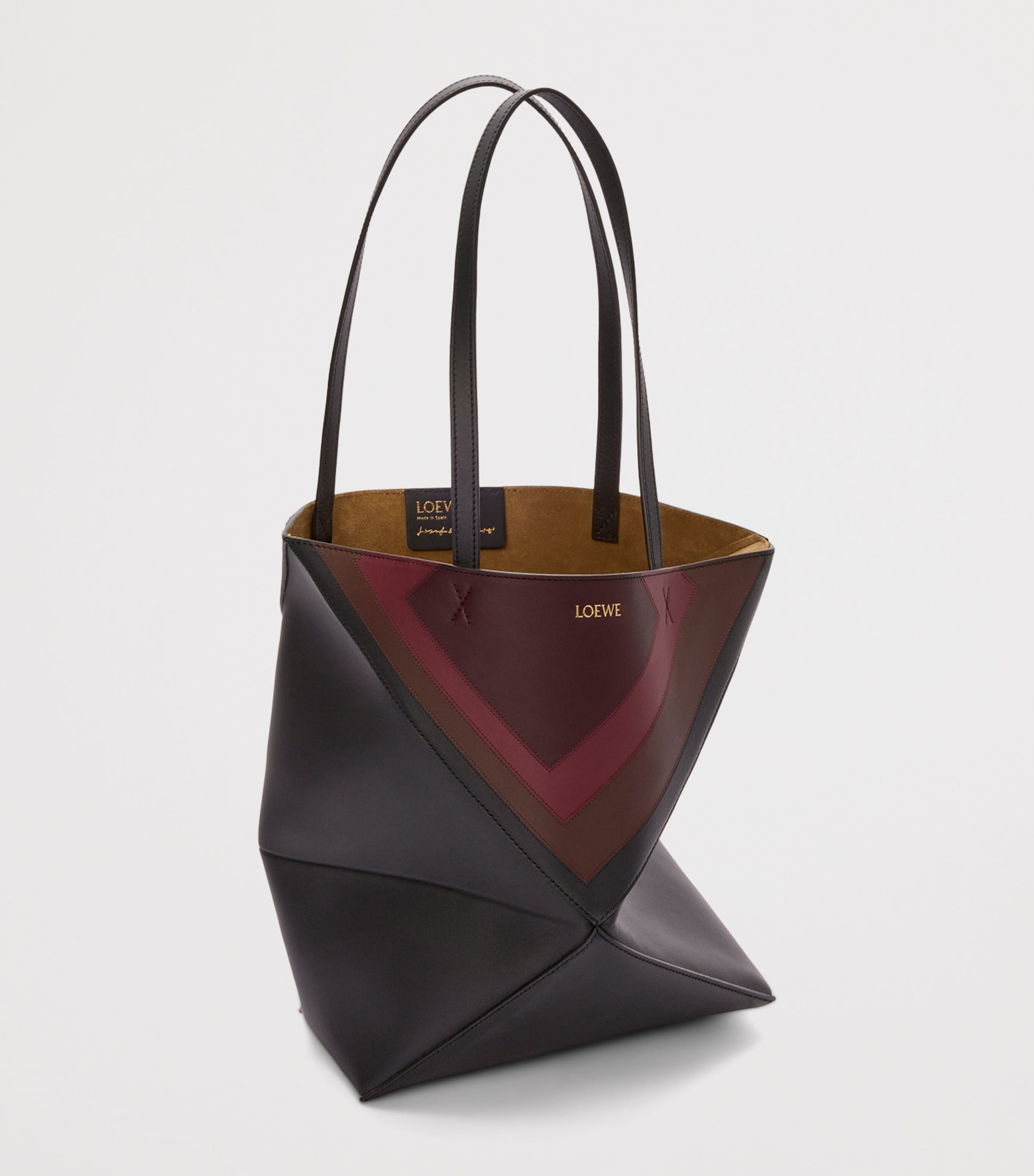 LOEWE Black x Albers Medium Leather Puzzle Fold Tote Bag