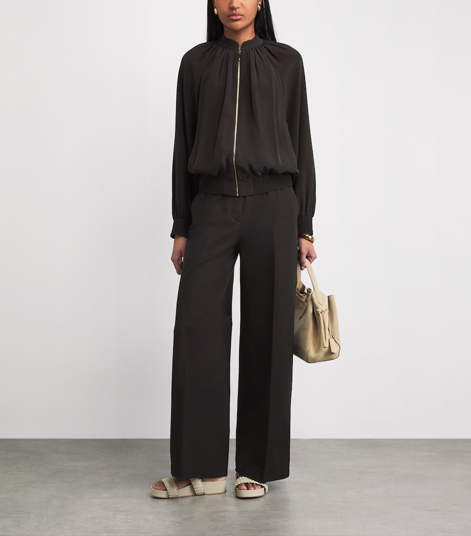 Joseph Womens Satin Mira Bomber Jacket Cocoa Image 2