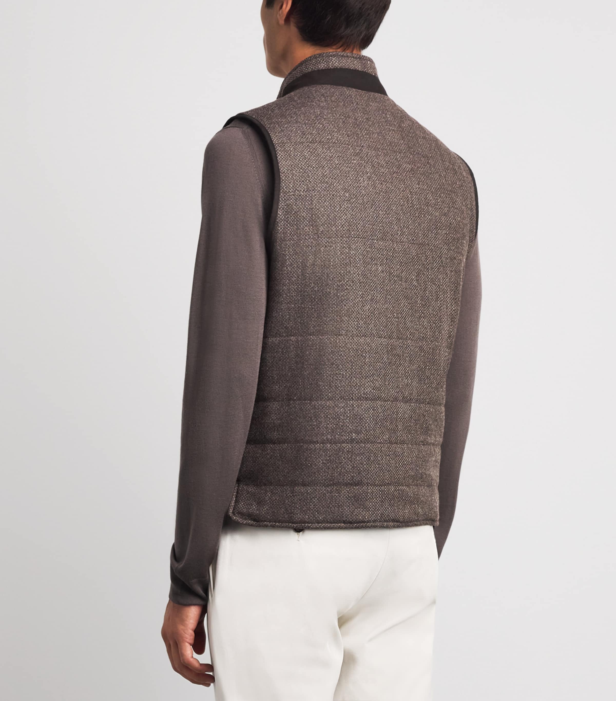 Corneliani Mens Wool-Cashmere Reversible Gilet Dark Brown Image 5