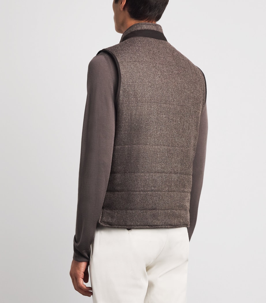 Corneliani Mens Wool-Cashmere Reversible Gilet Dark Brown Image 5