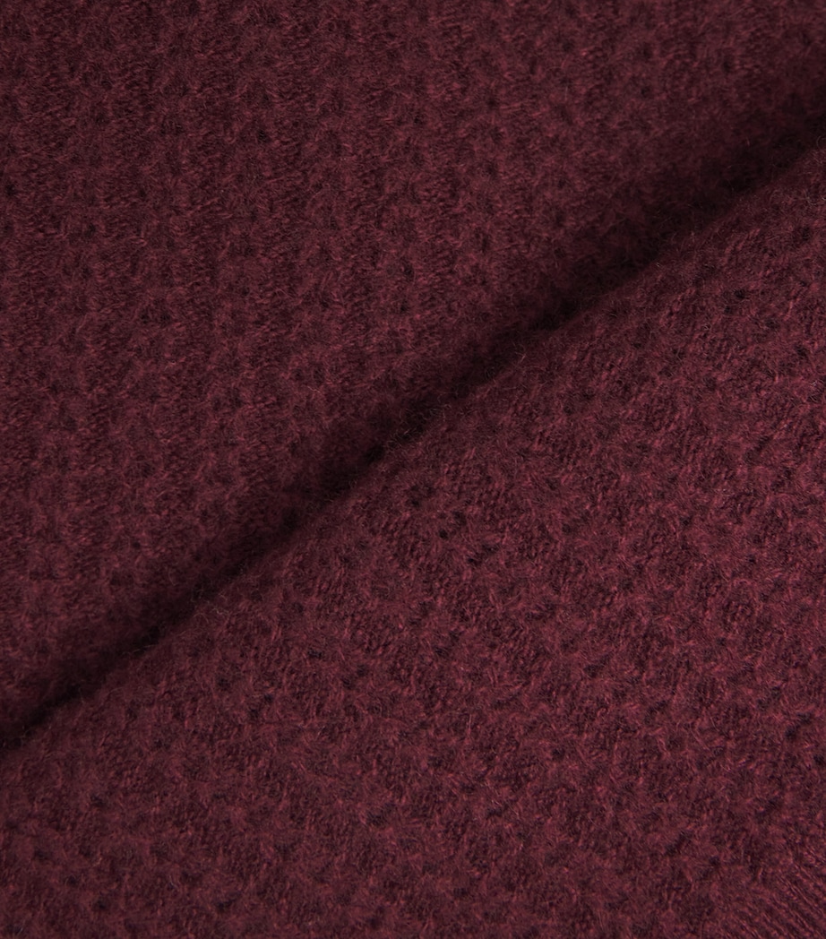 Cashmere Pointelle The Chain Short-Sleeve Sweater CABERNET Image 5