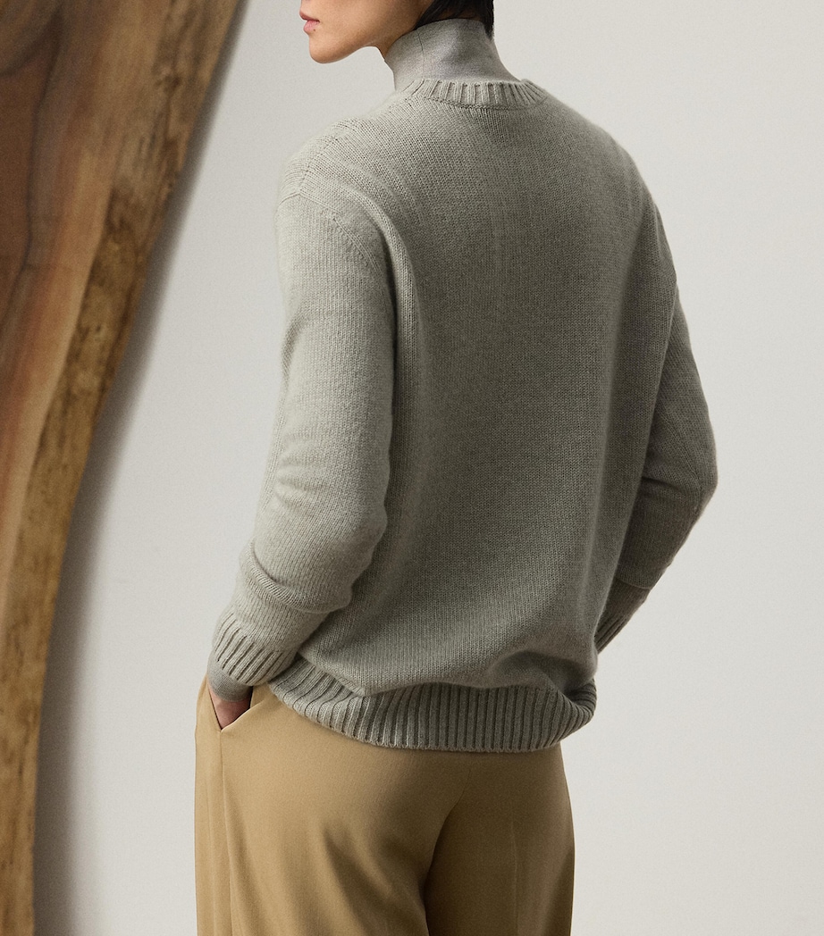Cashmere Polo Bear Jumper PEARL GREY MELANGE Image 3