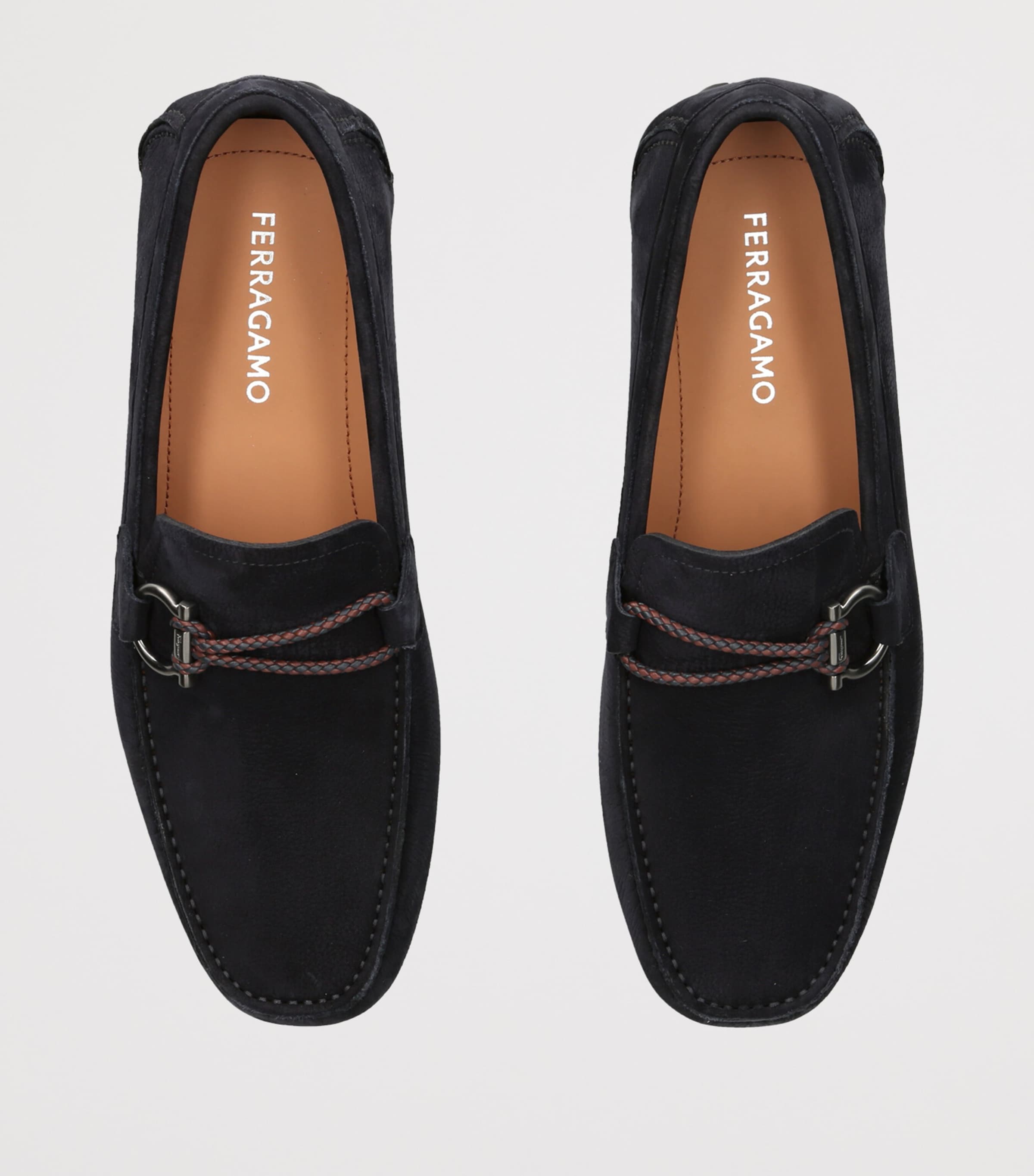 Salvatore Ferragamo Nubuck Front 4 Driving Shoes Navy Image 3