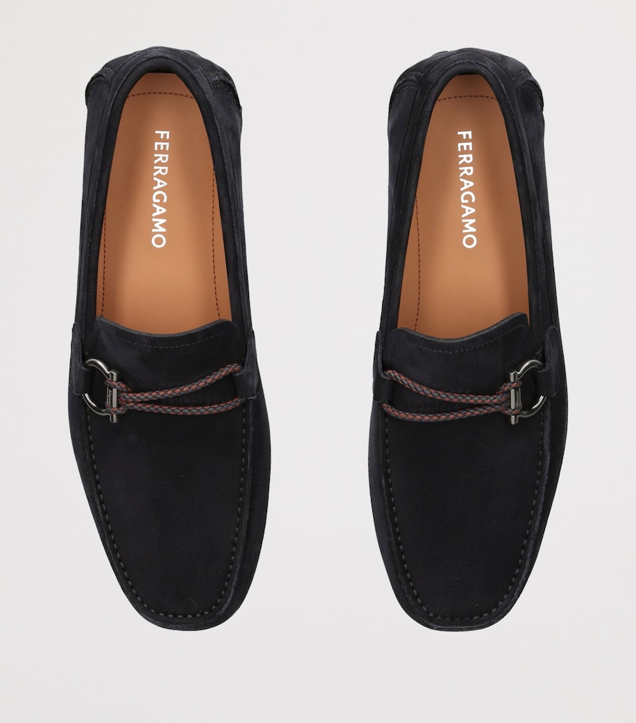 Salvatore Ferragamo Nubuck Front 4 Driving Shoes Navy Image 3