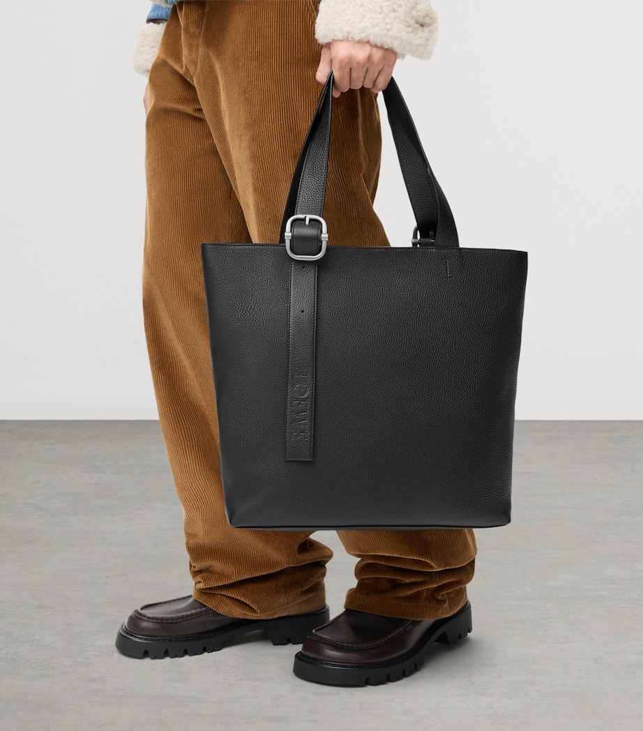 Grained Calfskin Loop Tote Bag BLACK Image 2
