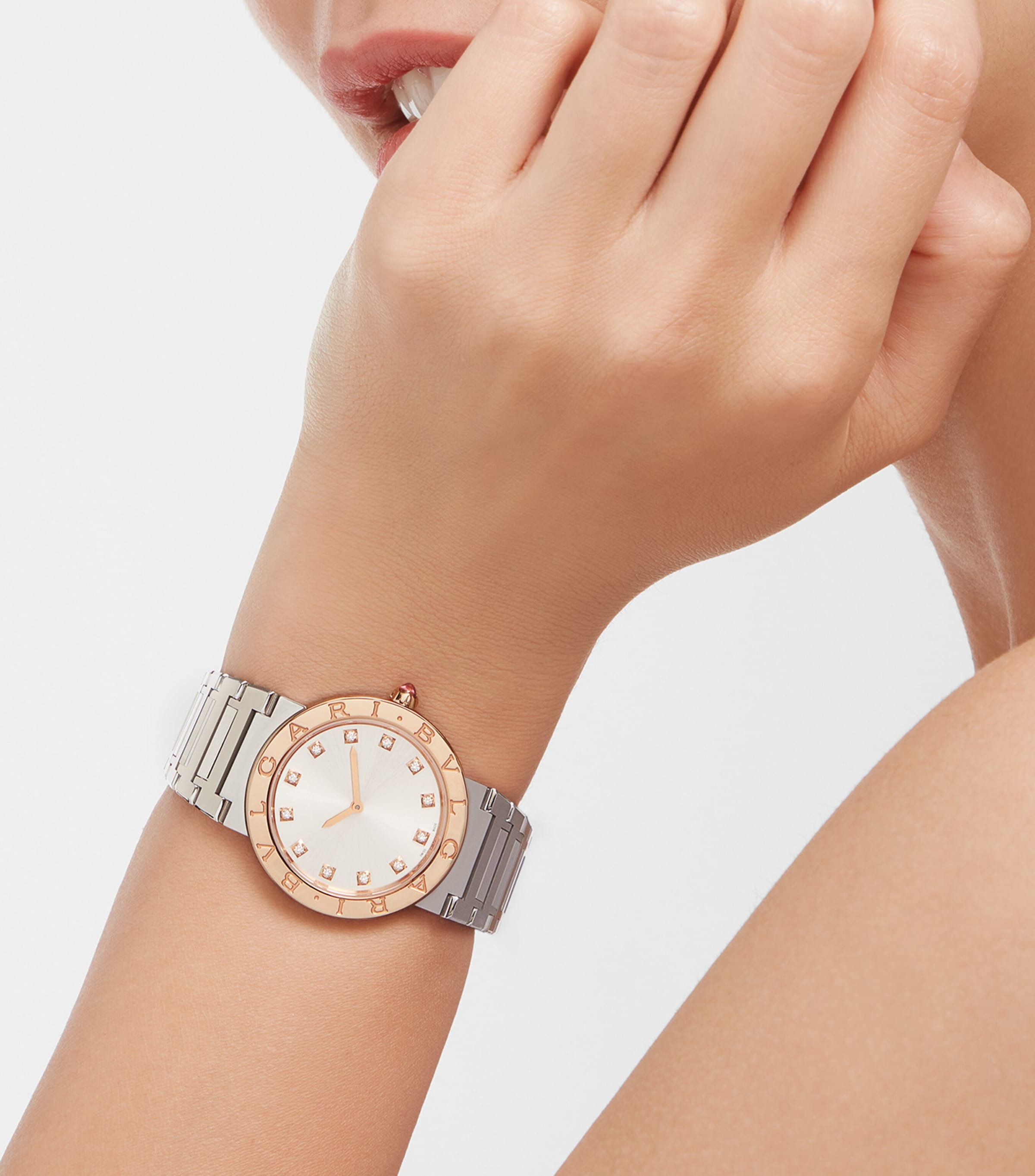 Stainless Steel and Rose Gold BVLGARI BVLGARI Watch 33mm GREY Image 5