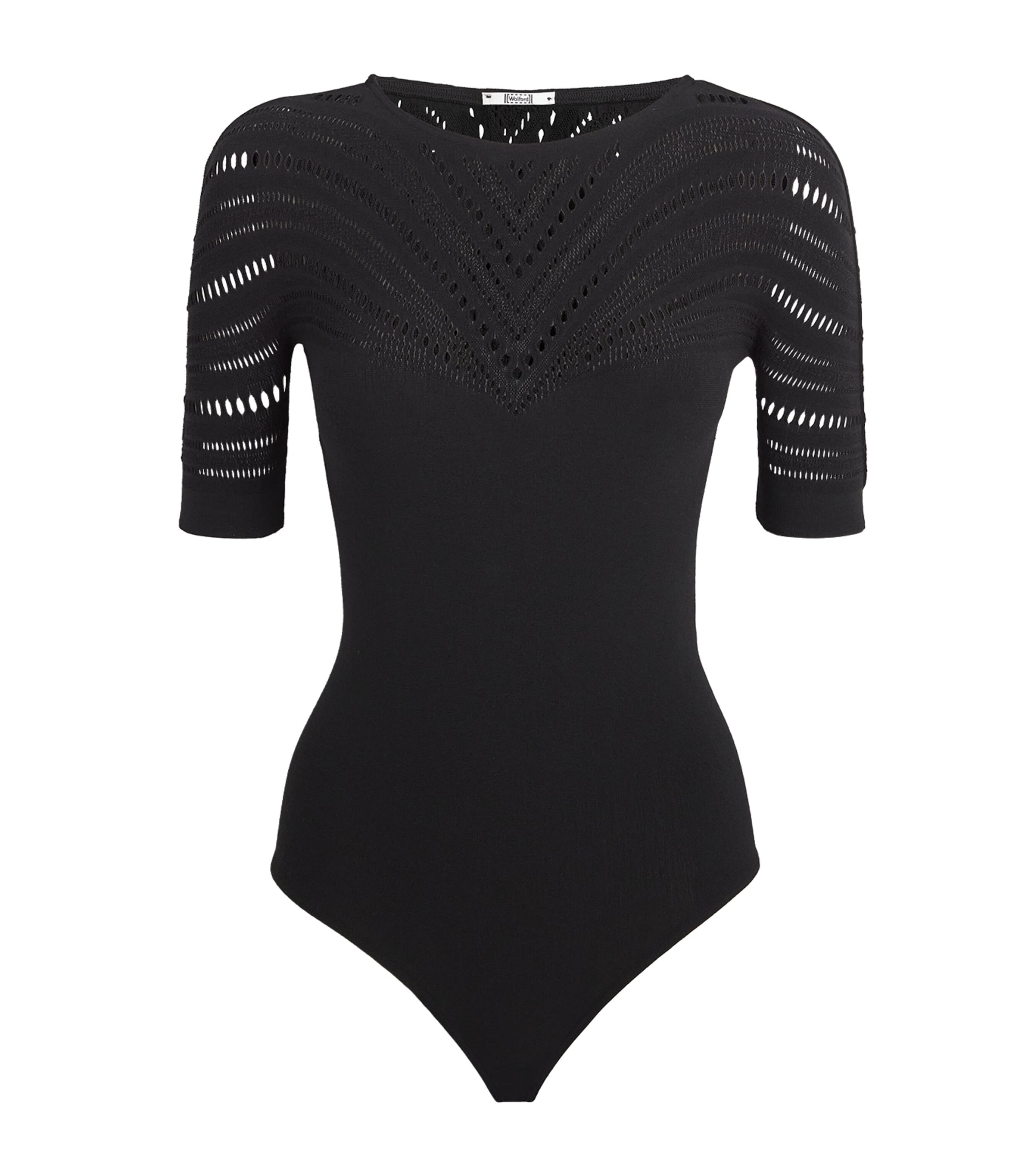 Shop Wolford Virgin Wool-blend String Bodysuit In Black