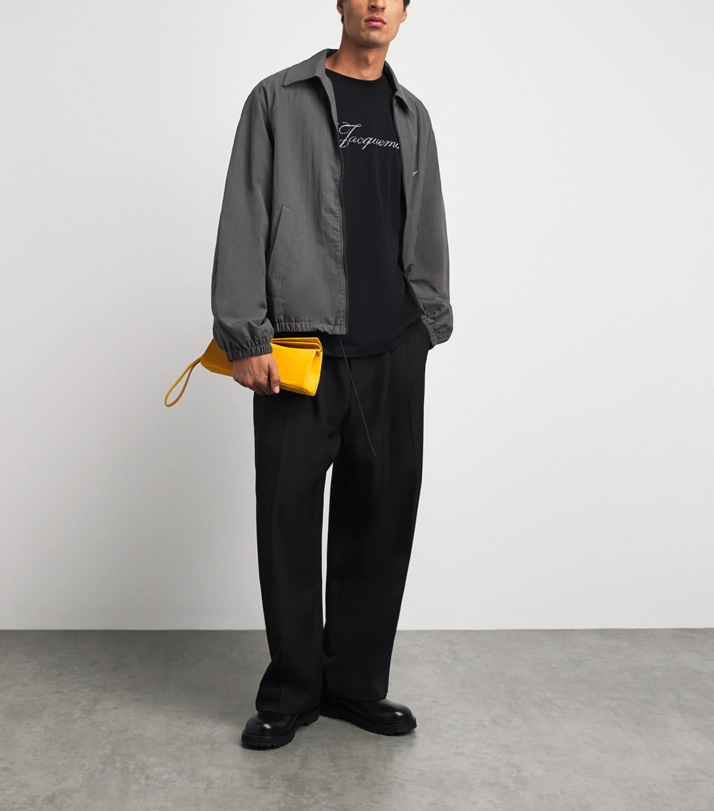 Jacquemus Mens Embroidered Initial Windbreaker Jacket Dark Grey Image 2
