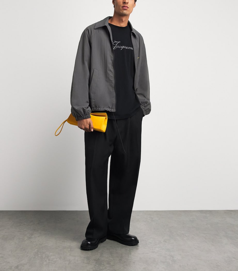 Jacquemus Mens Embroidered Initial Windbreaker Jacket Dark Grey Image 2