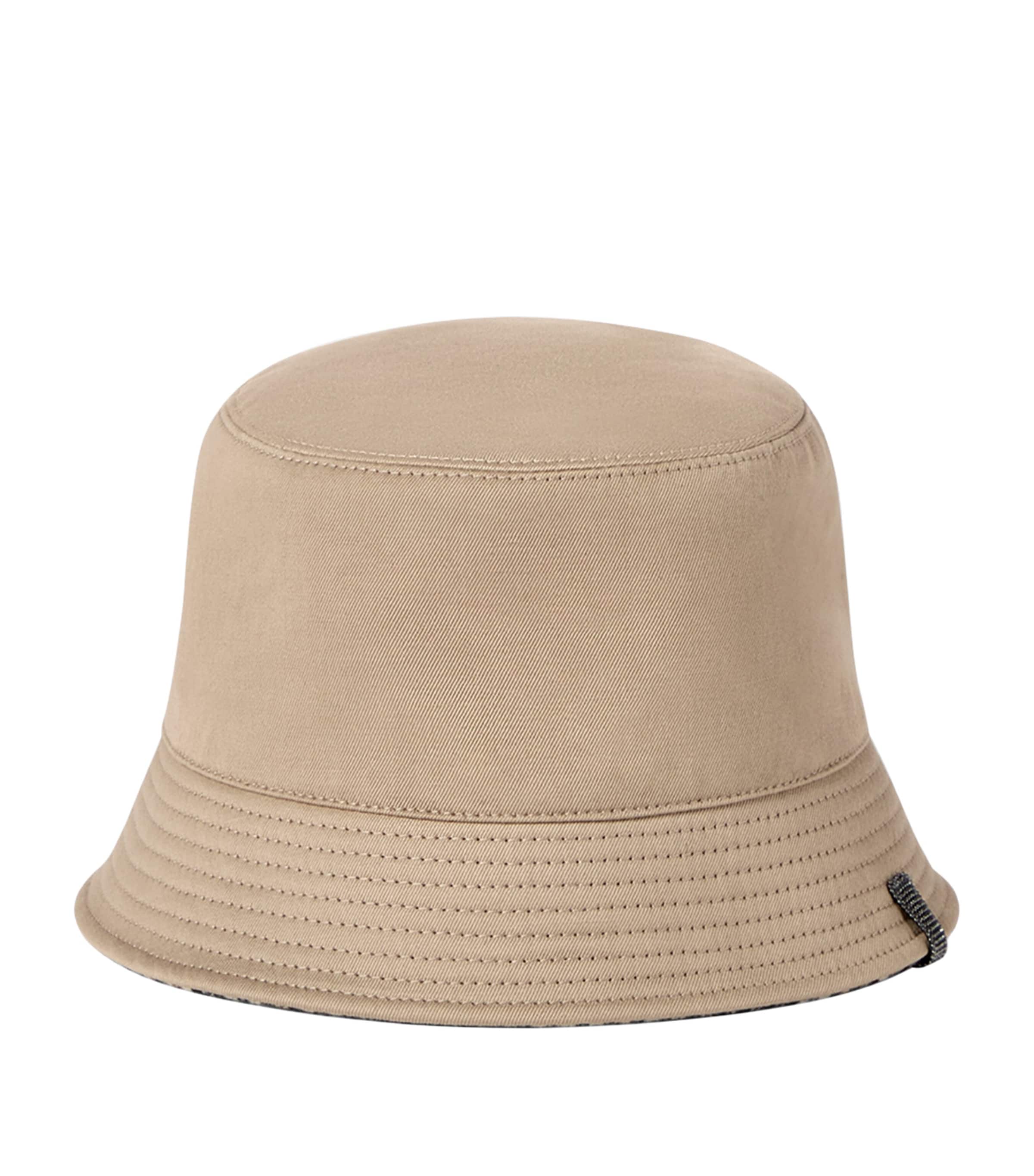 Brunello Cucinelli Cotton-linen Reversible Bucket Hat In Brown