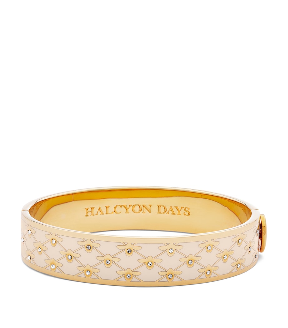 Halcyon Days Gold-Plated Enamel Bee Sparkle Bangle Cream/gold Image 1