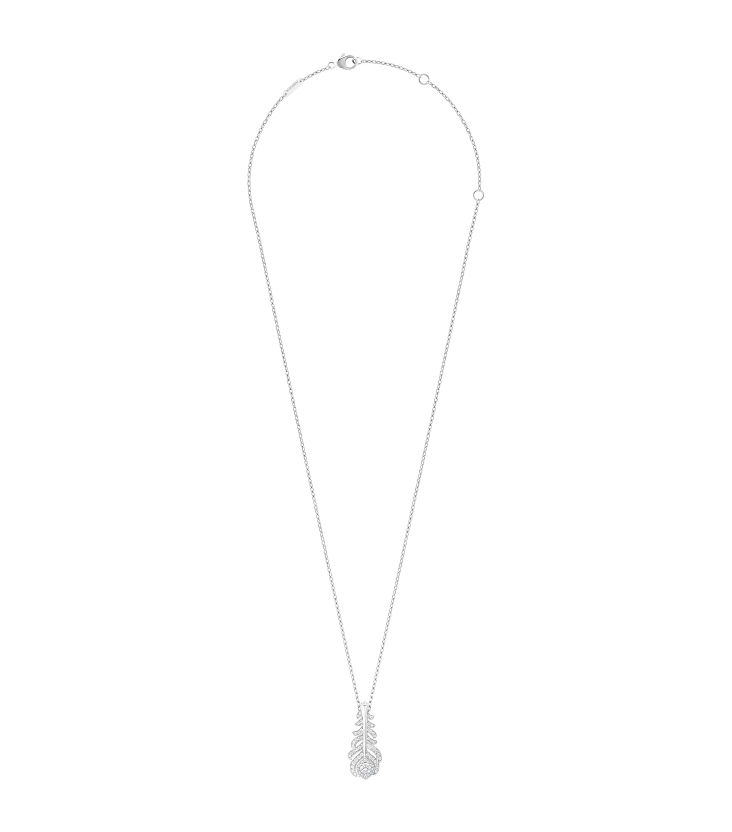 Boucheron XS White Gold and Diamond Plume de Paon Necklace Yellow Gold Image 1