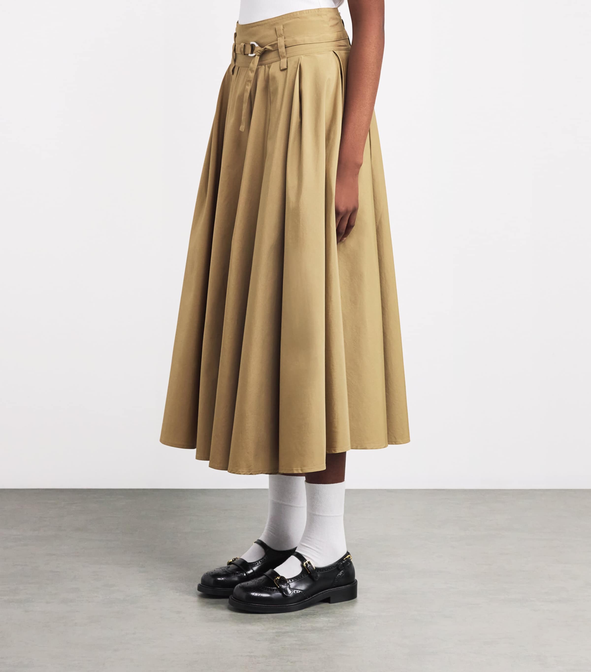 Maje Pleated Belted Midi Skirt | Harrods US