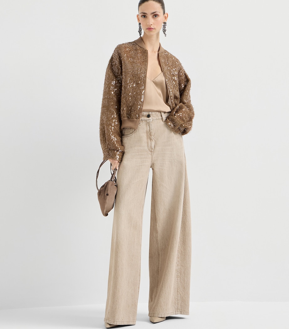 Brunello Cucinelli Womens Wide-Leg Jeans Image 2