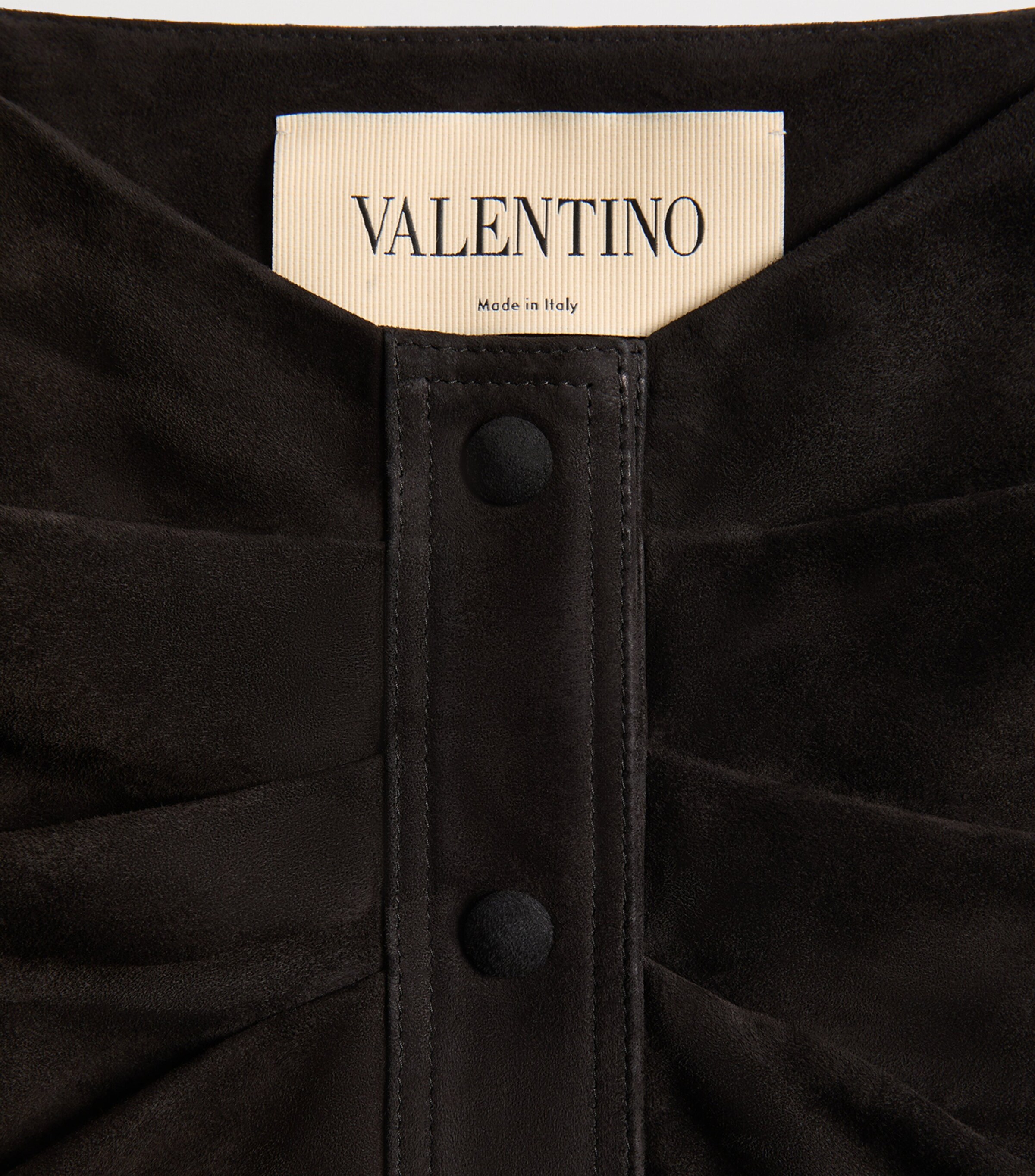 Valentino Womens Suede Gathered Midi Skirt Image 6