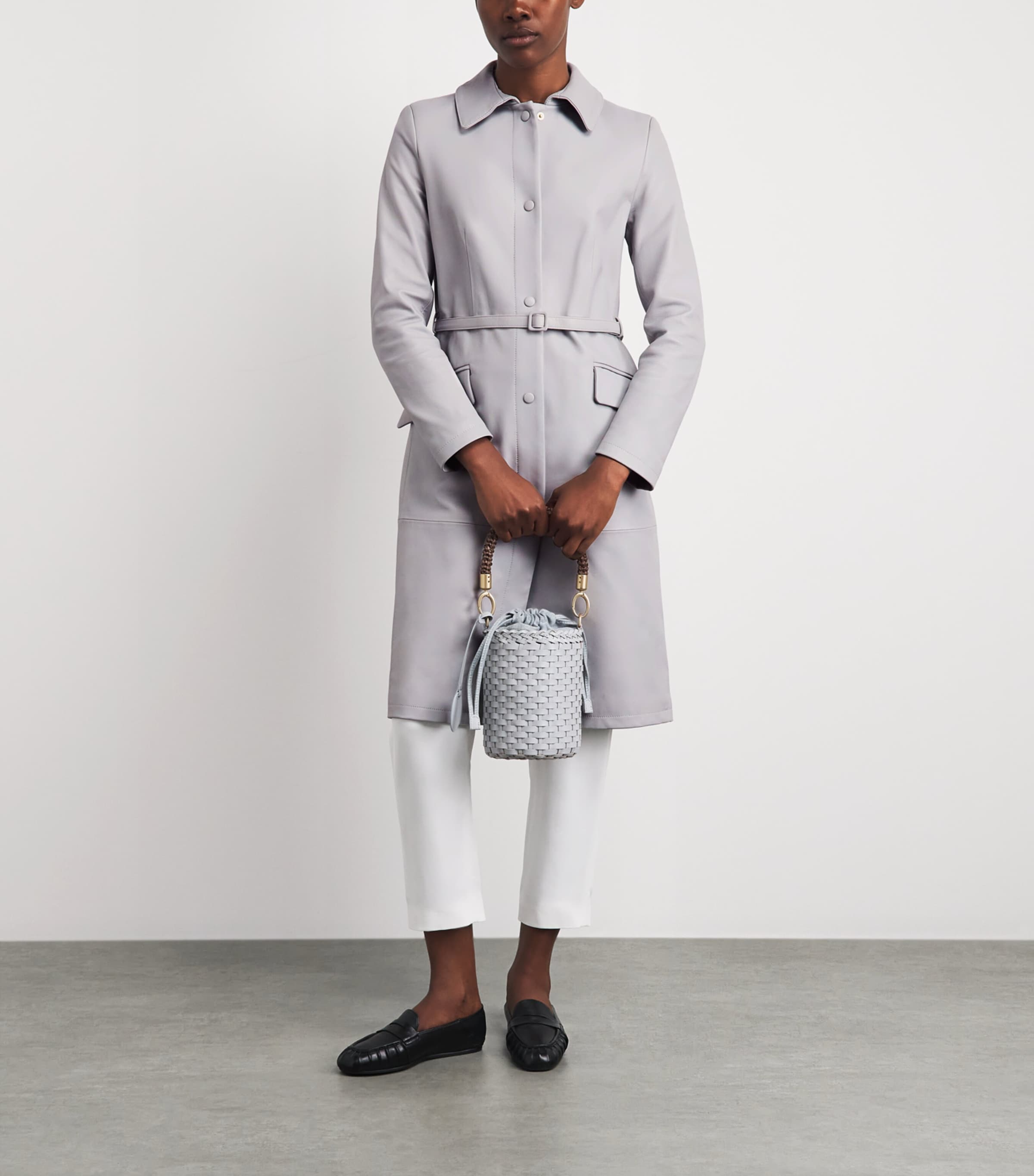 Eleventy Womens Nappa Leather Trench Coat Nuvola Image 2
