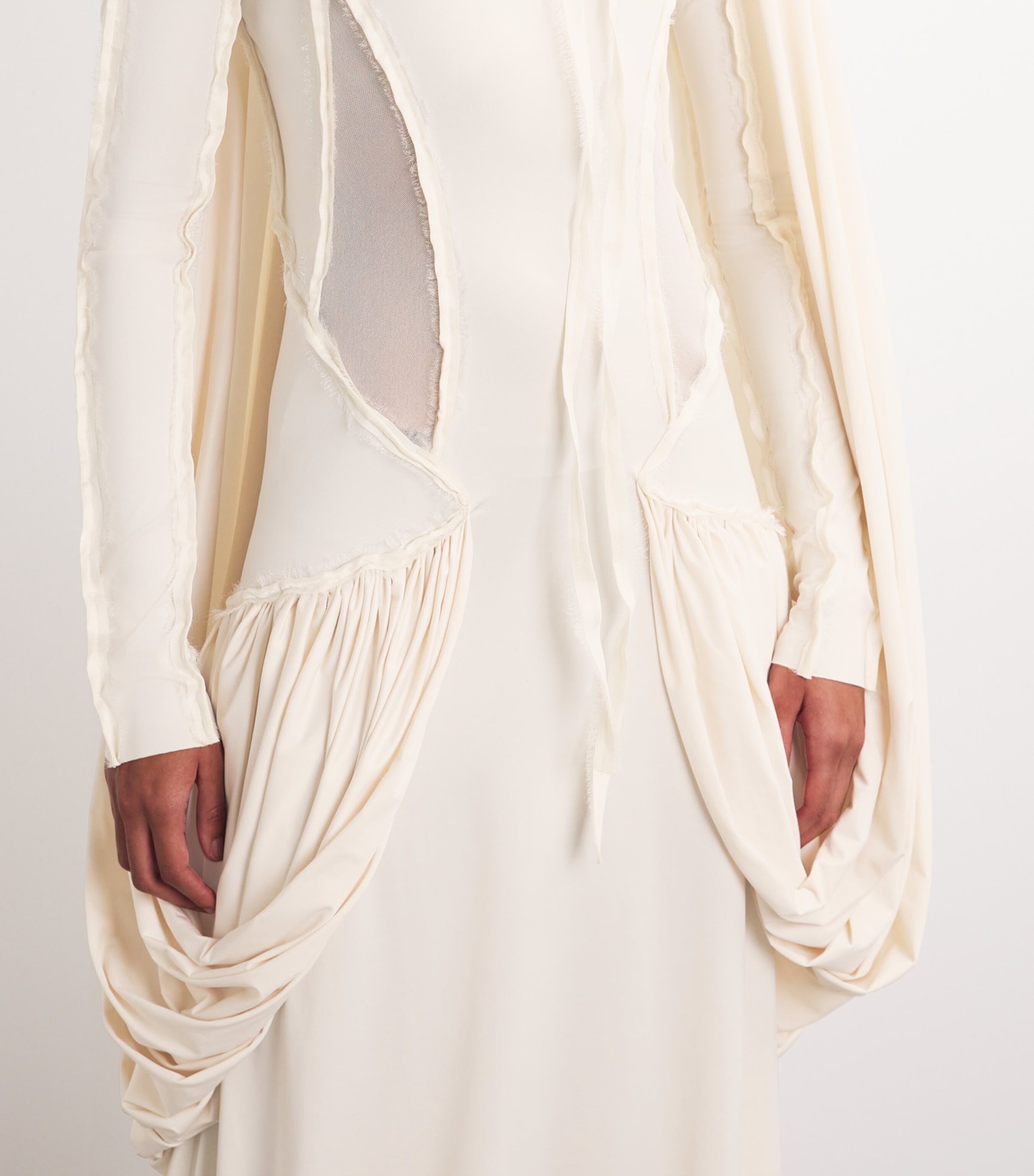 Fitted Mylaya Long-Sleeve Gown WHITE Image 6