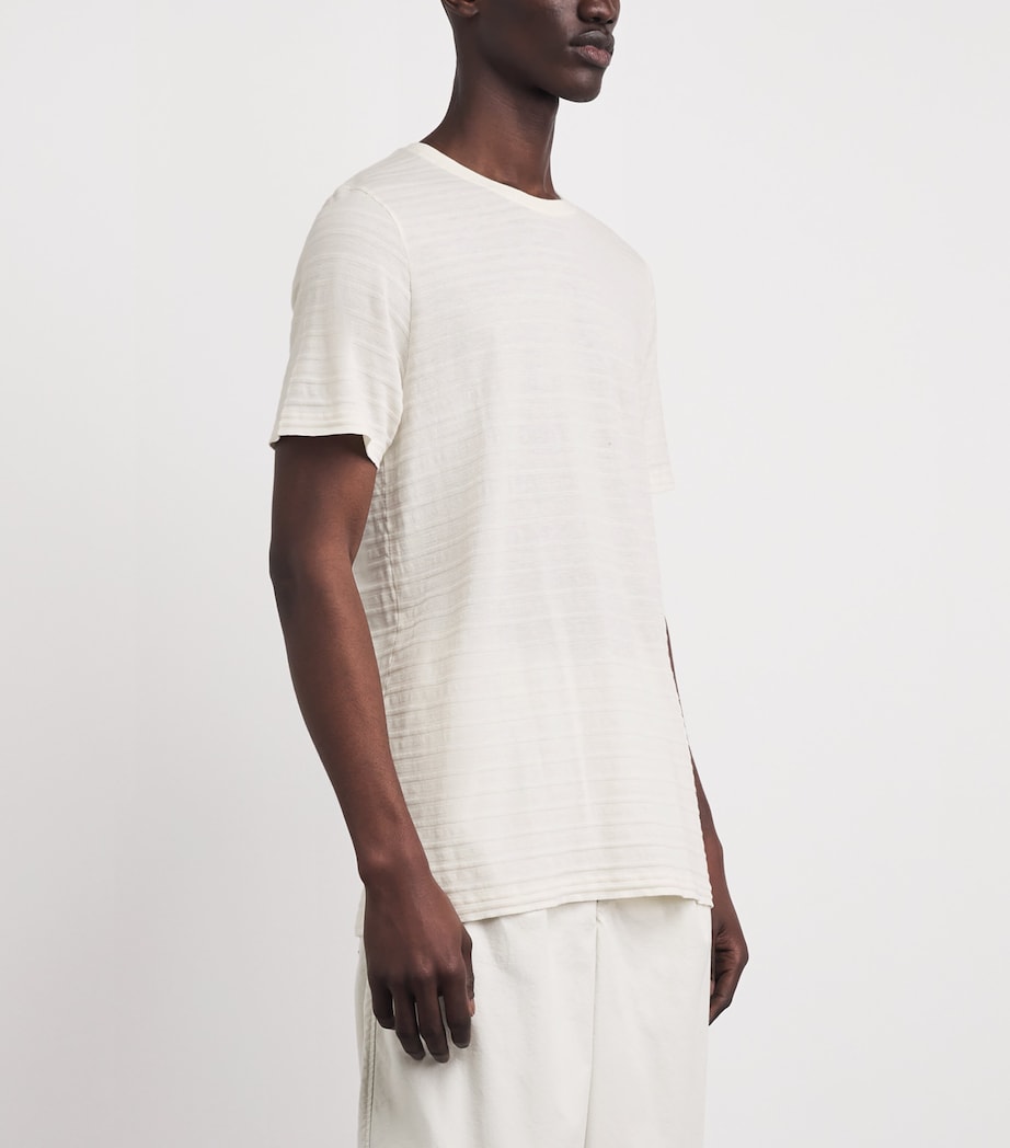 Oliver Spencer Mens Organic Cotton Jacquard T-Shirt Cream Image 4