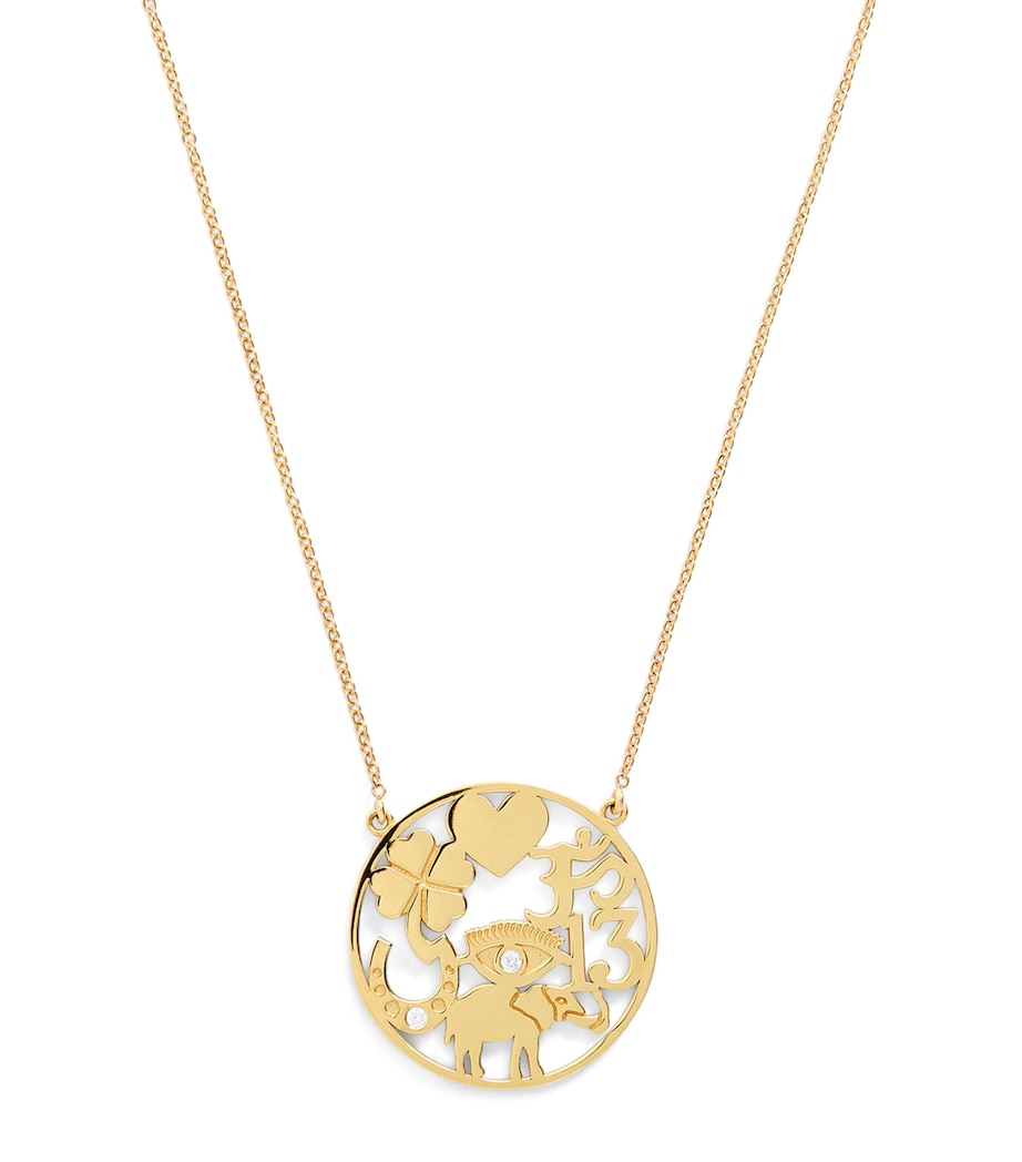 Jennifer Meyer Yellow Gold and Diamond Good Luck Necklace Yellow Gold Image 1