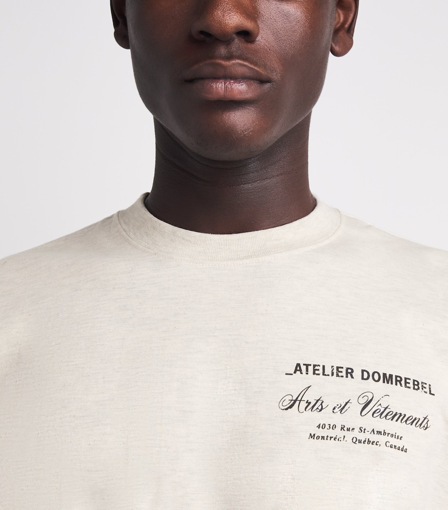 DOMREBEL Mens Cotton Arts Vetements T-Shirt Greige Image 3
