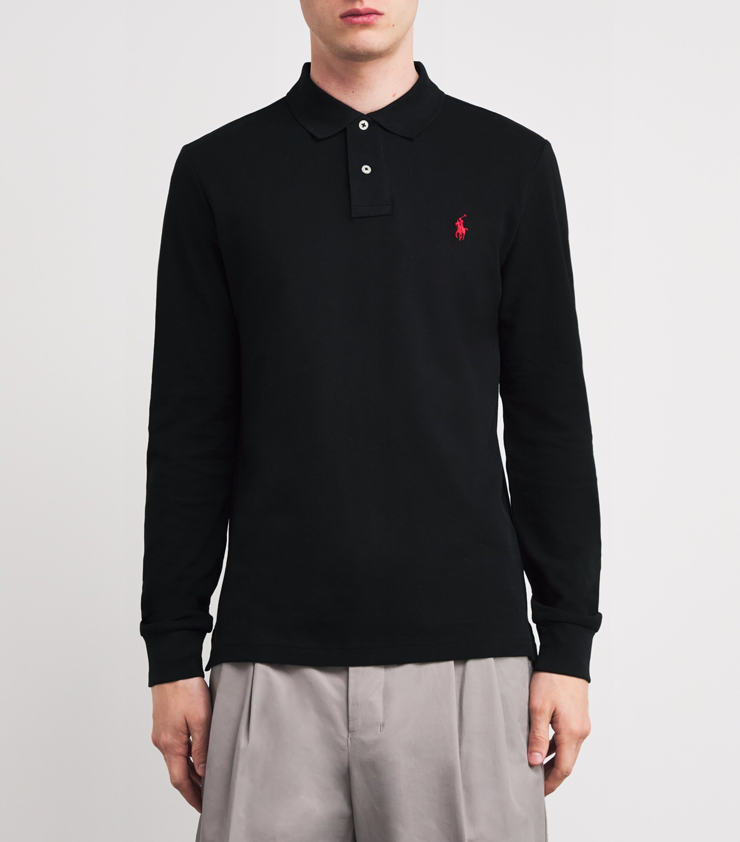 Polo Pony Long-Sleeved Polo Shirt POLO BLACK Image 3