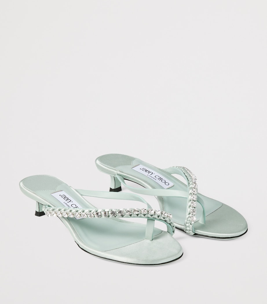 Dila 35 Leather Heeled Sandals LIGHT VERDE/CRYSTAL Image 4