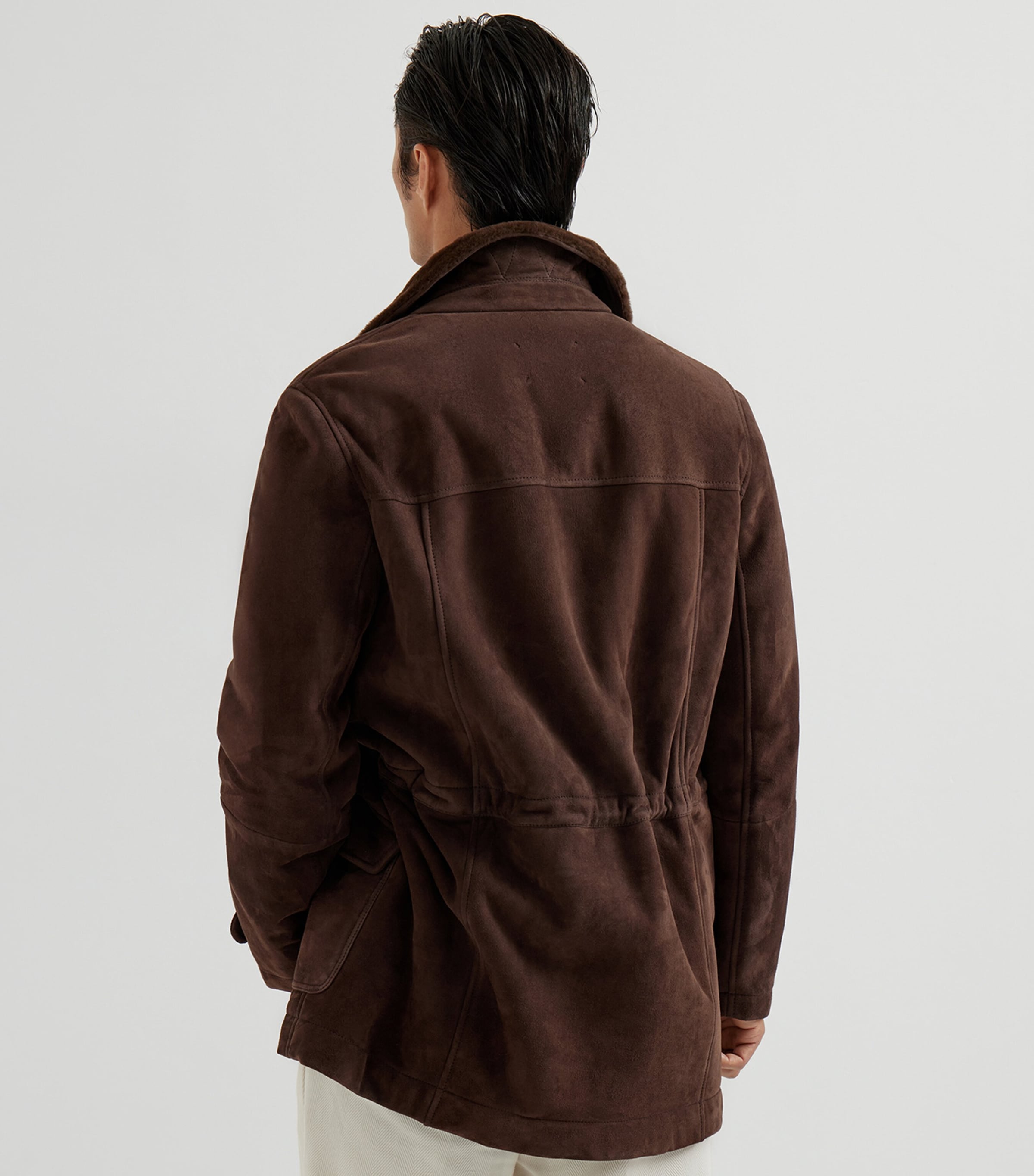 Suede-Shearling Pea Coat C4255 Image 3