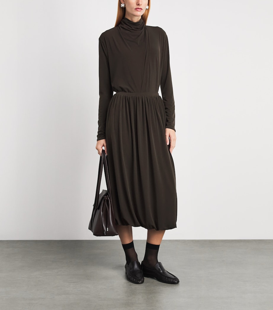 Vince Womens Bubble Midi Skirt Smoked Truffle Image 2
