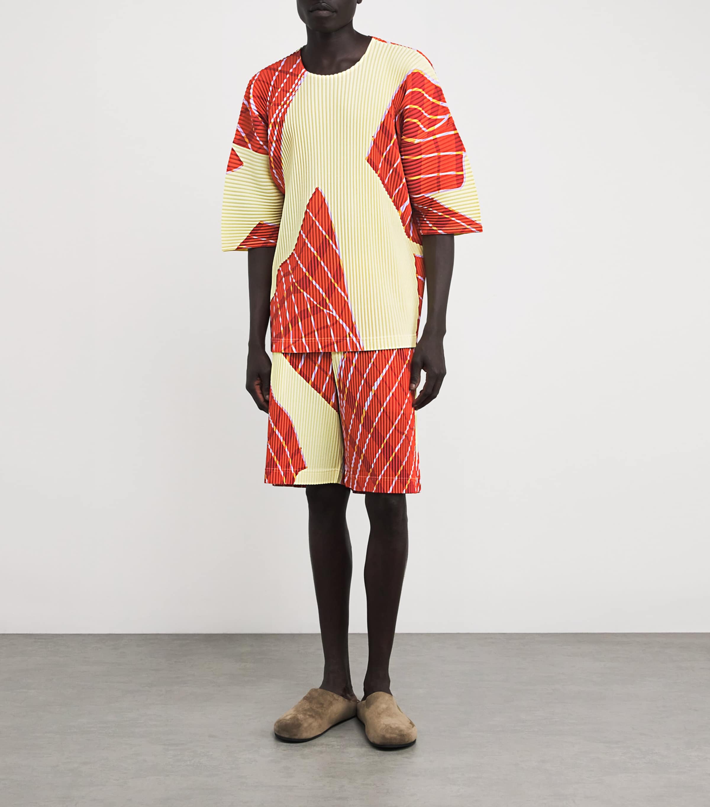 Homme Plissé Issey Miyake Orange Pleated Windswept Print T-Shirt