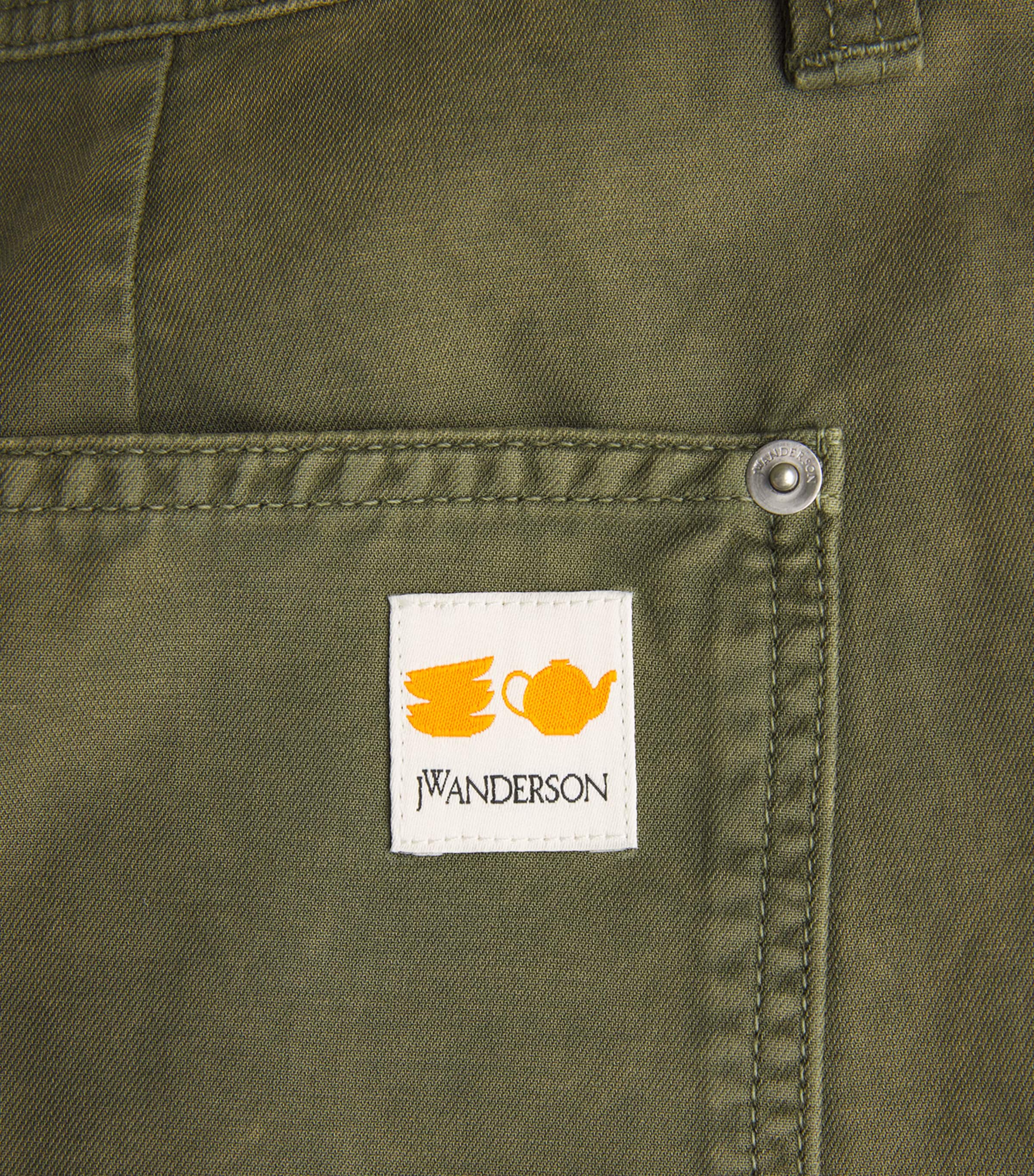 JW Anderson Mens Cotton Twisted Seam Trousers Olive Image 5