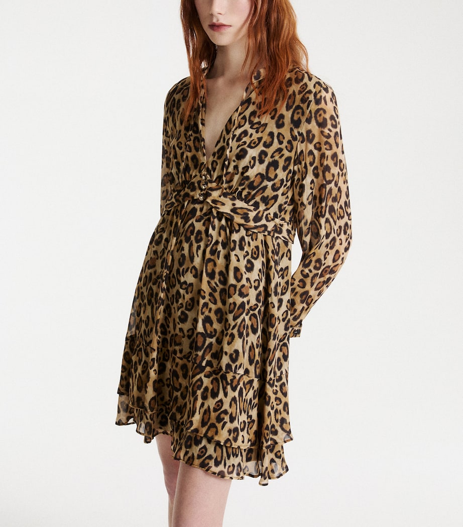 Marella Womens Georgette Leopard-Print Midi Dress Beige Image 4