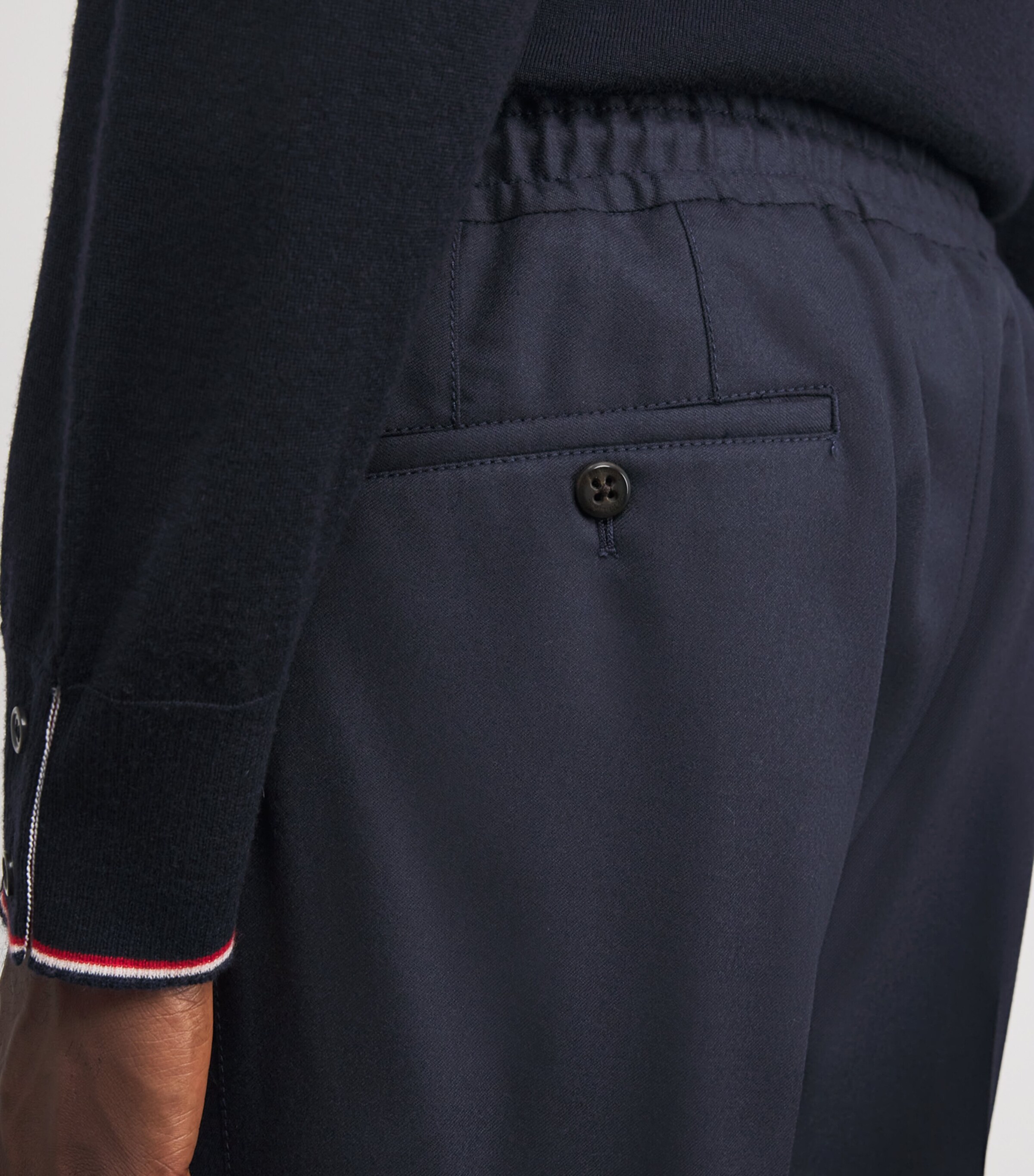 Wool Drawstring Trousers 010 BLUE MELANGE Image 6