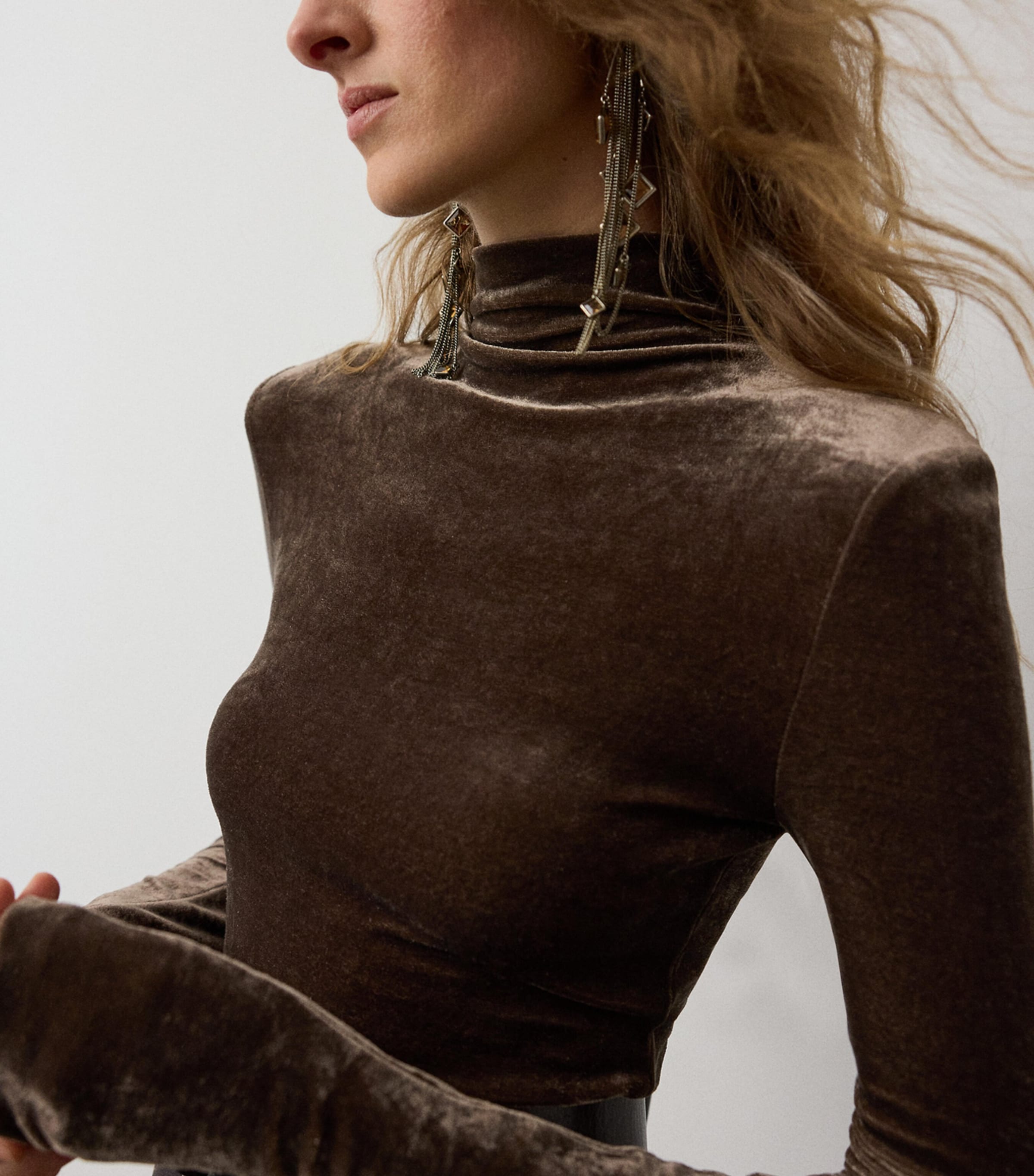 Ralph Lauren Collection Womens Velour Ilene Top Taupe Image 5