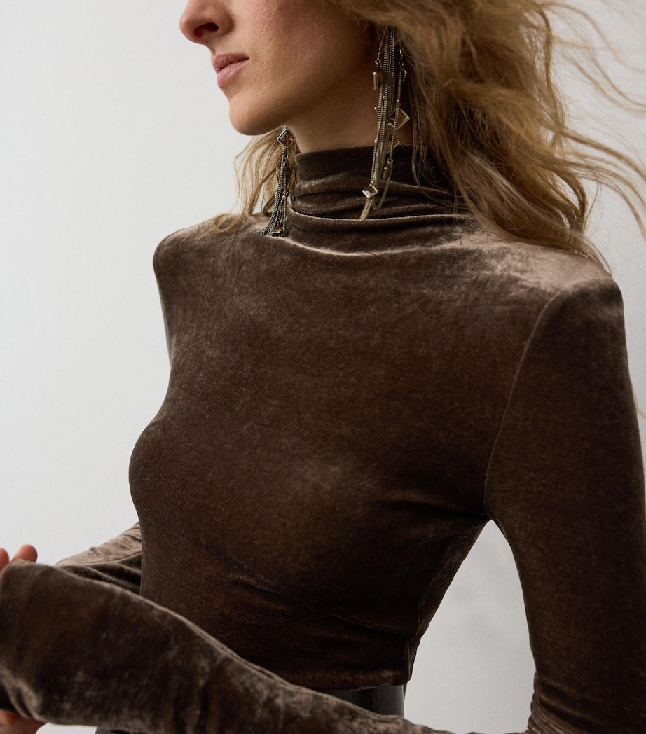 Ralph Lauren Collection Womens Velour Ilene Top Taupe Image 5