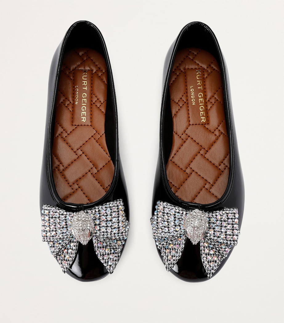 Patent Leather Mini Eagle Bow Ballet Flats BLACK Image 4