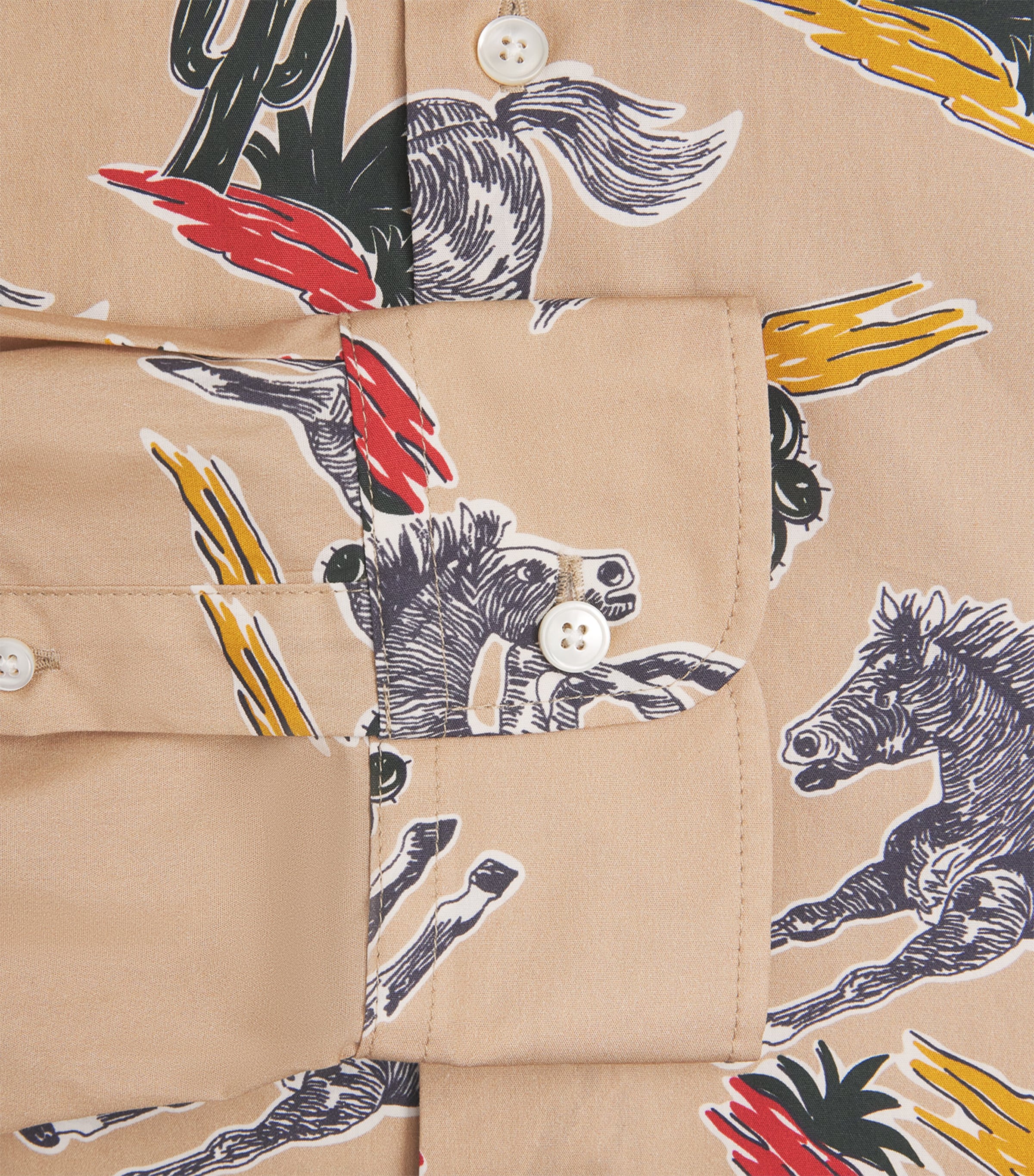 Cotton Horse Print Shirt 280 CAMEL Image 5