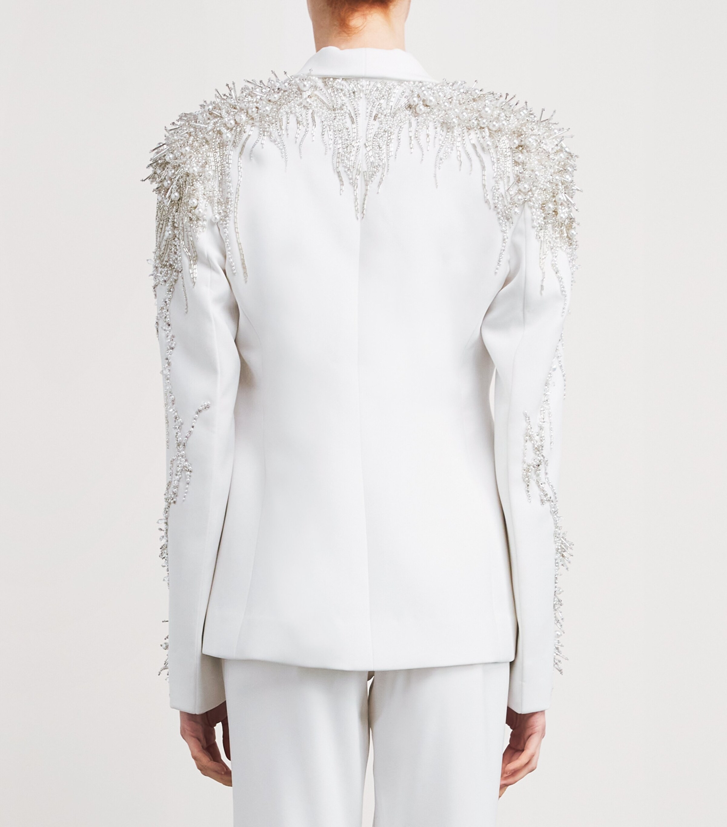 Bead-Embellished Armour Blazer WHITE Image 4