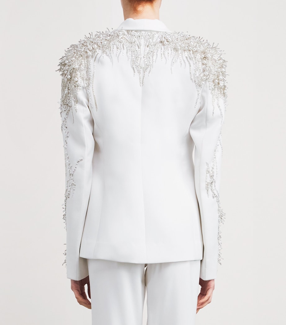 Bead-Embellished Armour Blazer WHITE Image 4