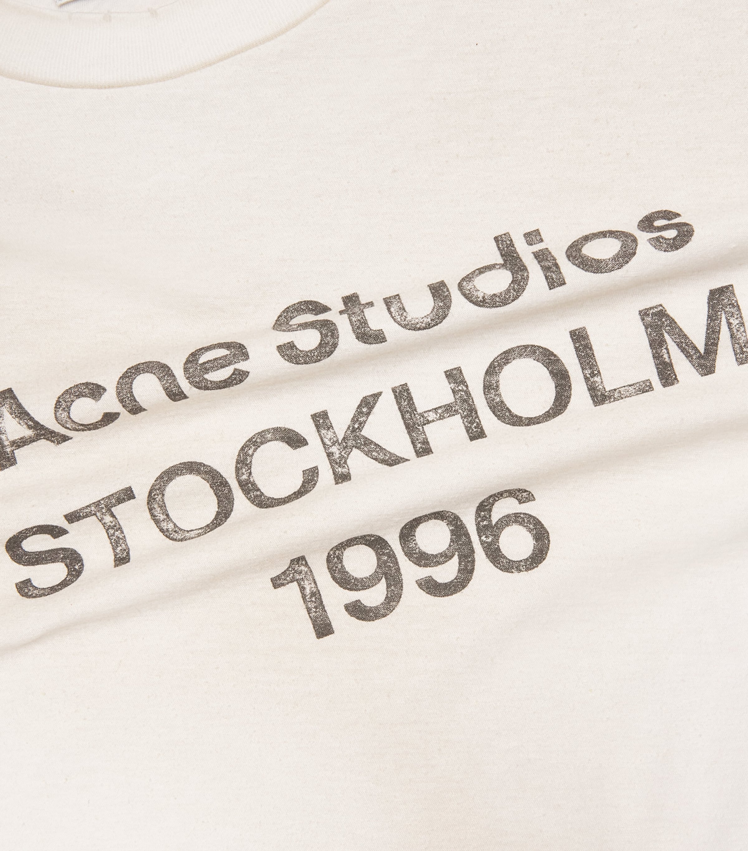 Acne Studios Womens Cotton-Blend Logo Relaxed T-Shirt Dusty White Image 6