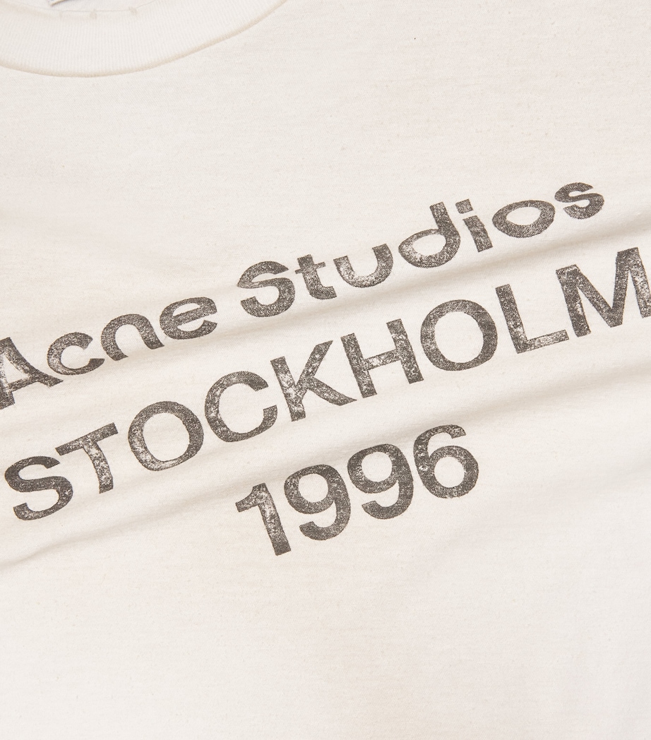 Acne Studios Womens Cotton-Blend Logo Relaxed T-Shirt Dusty White Image 6