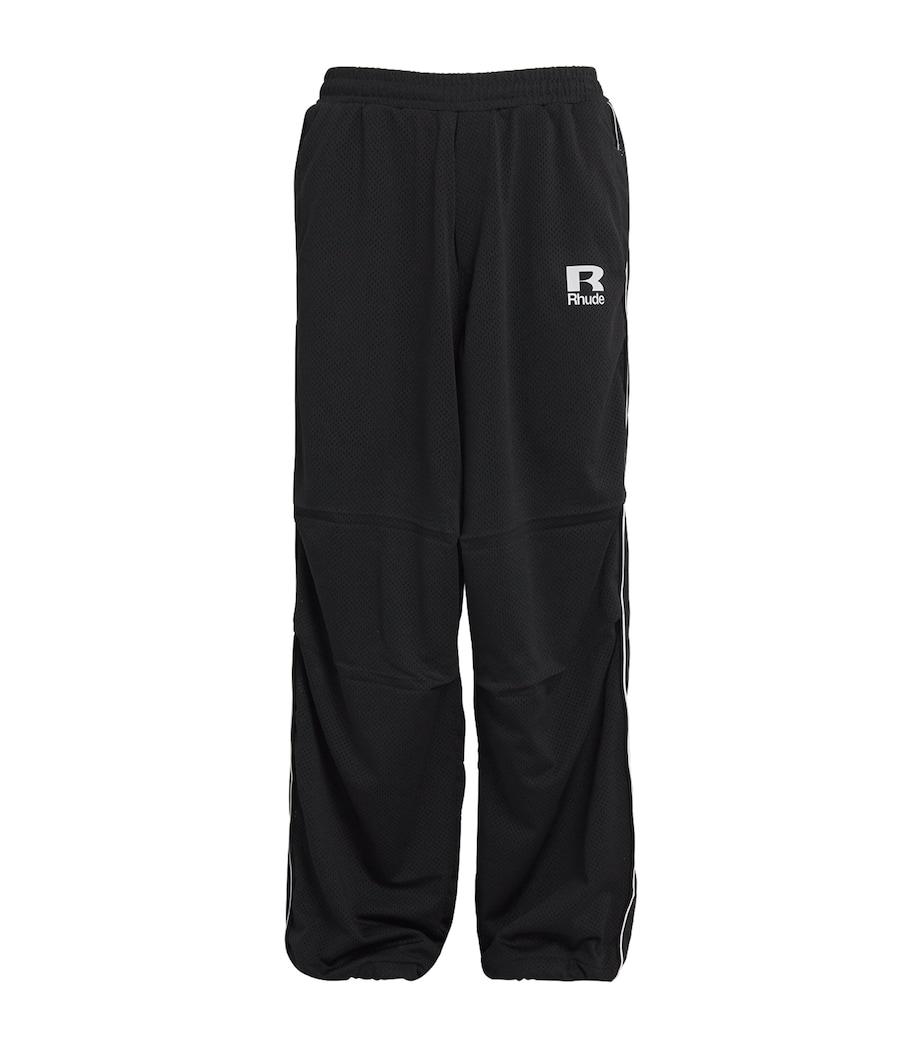 Rhude Mens Logo Piping Track Sweatpants Black/white Image 1