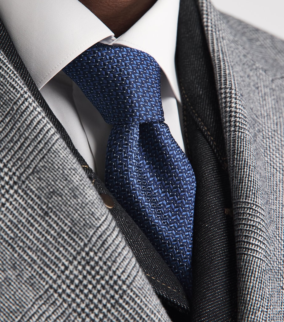 Corneliani Silk Patterned Tie Navy Blue Image 2