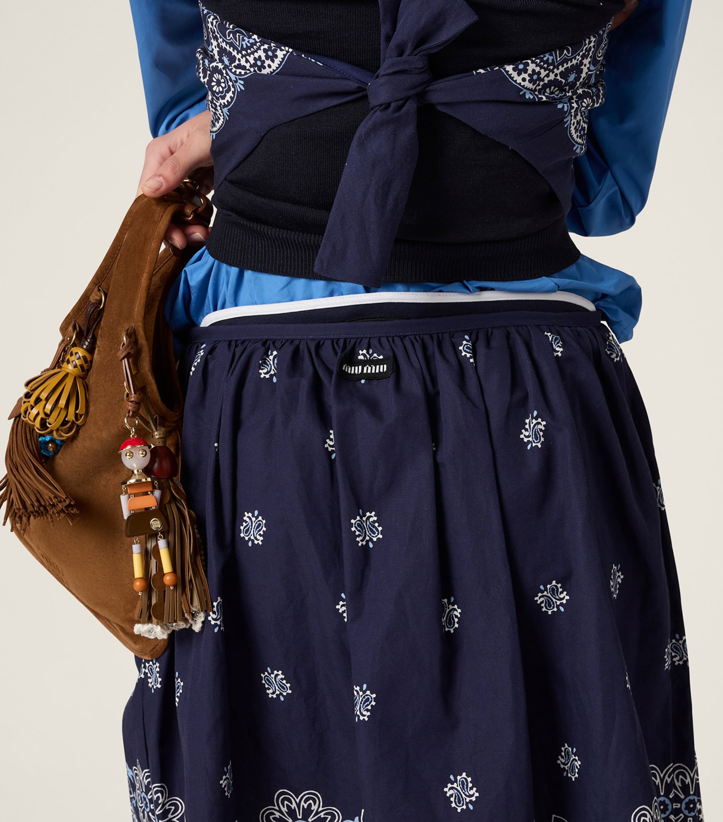 Poplin Printed Midi Skirt F022X Image 5