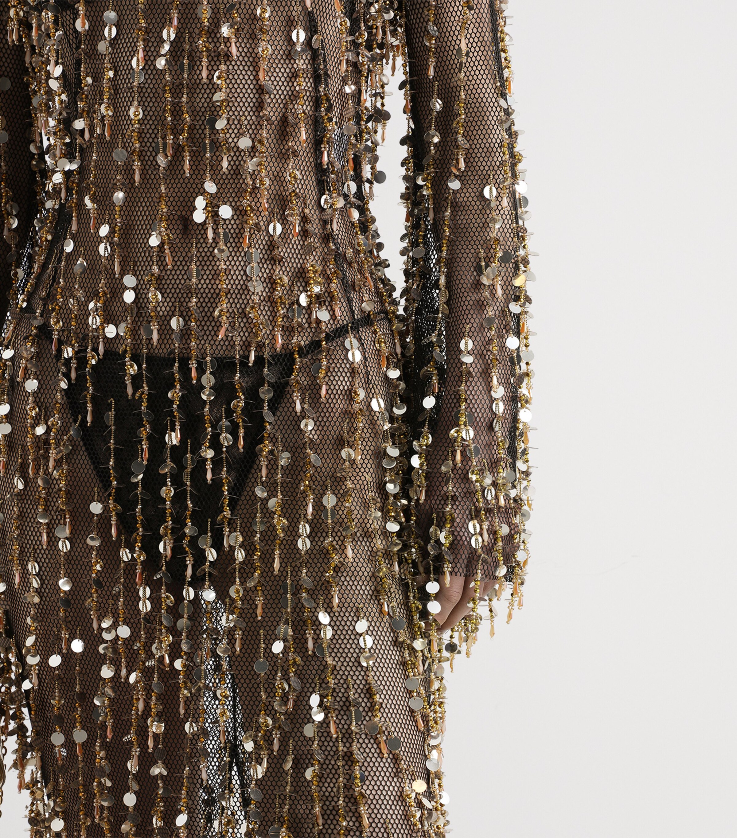 Dolce&Gabbana Womens Sequin Mesh Midi Dress Embroidered Image 4