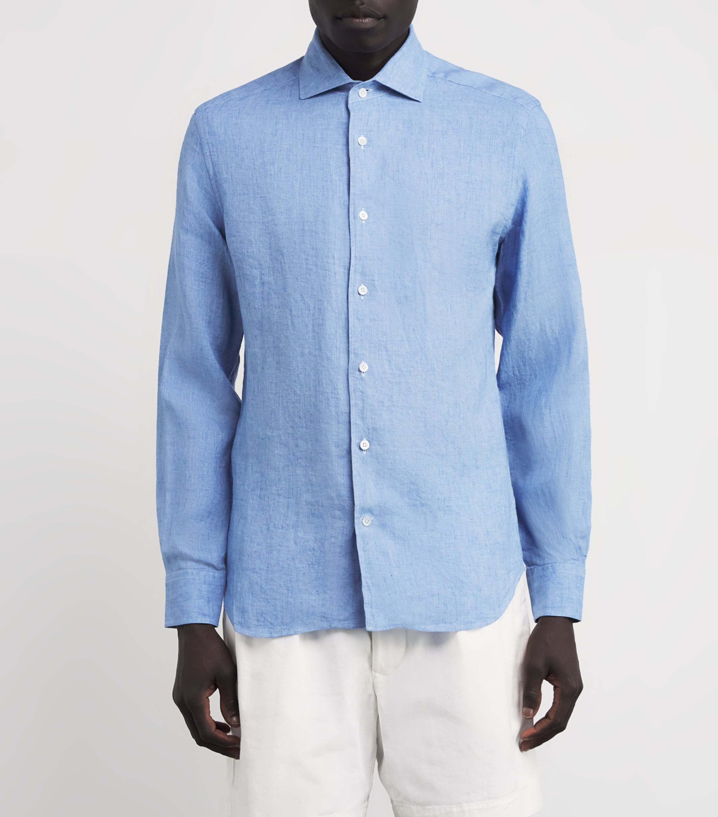 Linen Shirt 007 DRK CERUOLE BLUE Image 3