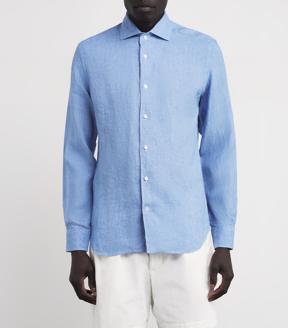Linen Shirt 007 DRK CERUOLE BLUE Image 3