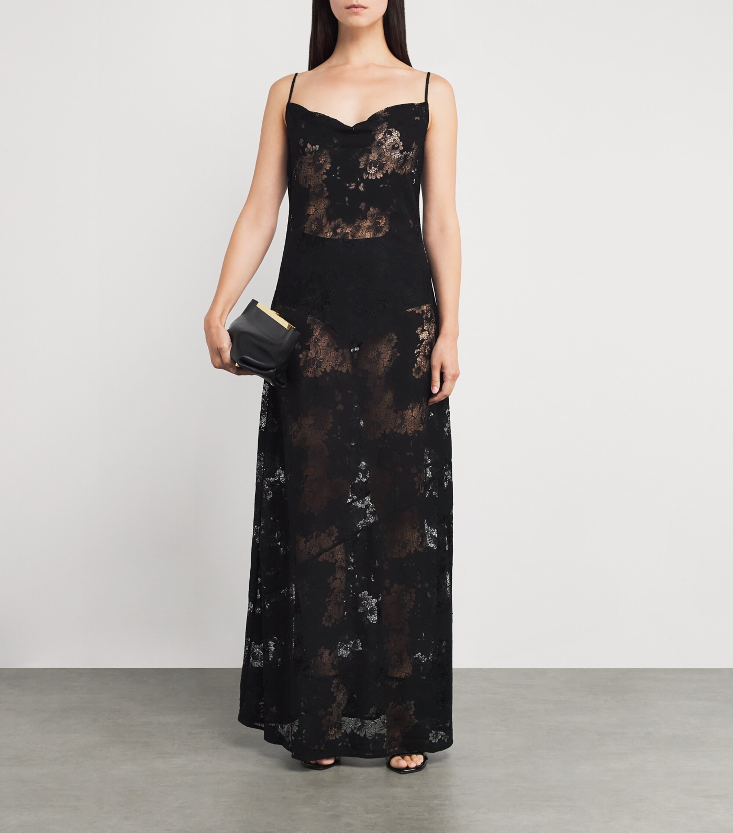 L'Agence Womens Lace Bettie Maxi Dress Blac Black Image 2
