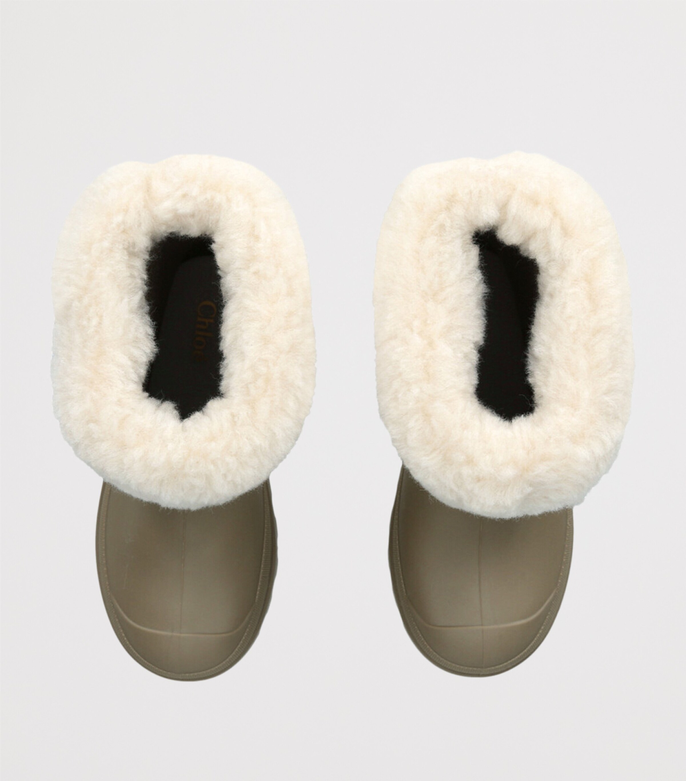 Chloé Kids Faux Shearling-Lined Rain Boots Taupe Comb Image 4