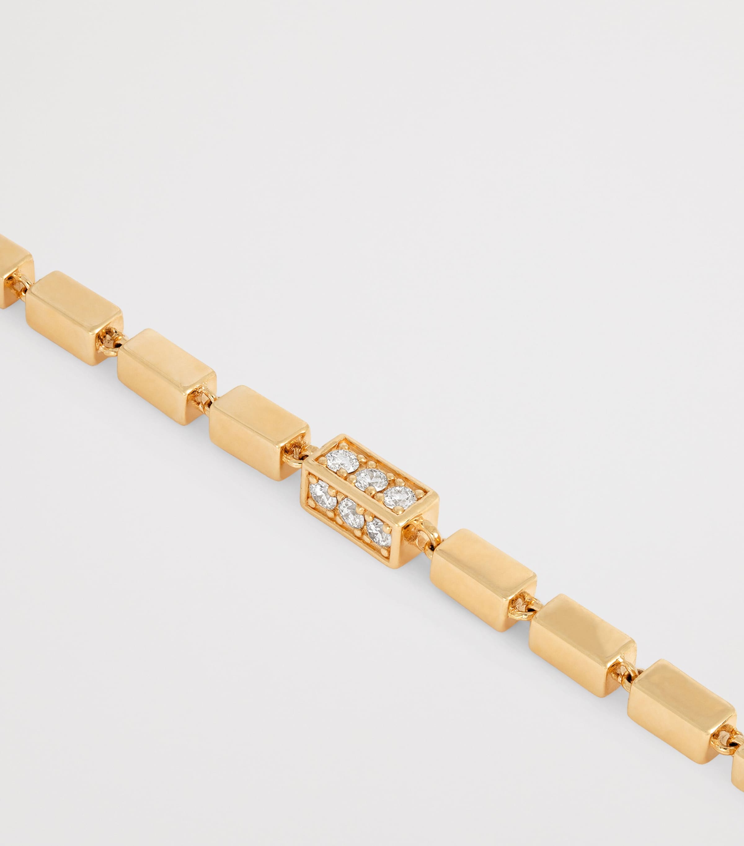 Yellow Gold and Diamond Block-Chain Bracelet 18K YG/WD Image 3
