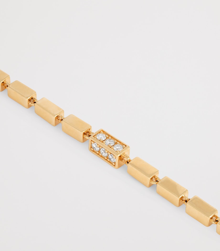 Yellow Gold and Diamond Block-Chain Bracelet 18K YG/WD Image 3